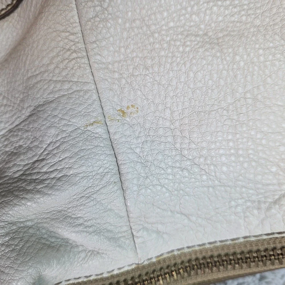 Fossil Hobo Bag Womens OS Pebbled Leather Buckle Front Pocket Shoulder Bag White